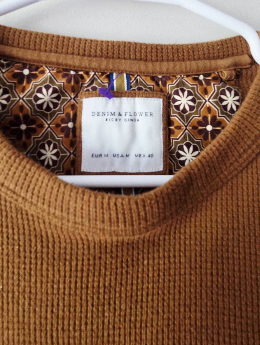 Denim & Flower Men's Crewneck Sweater in Caramel Brown